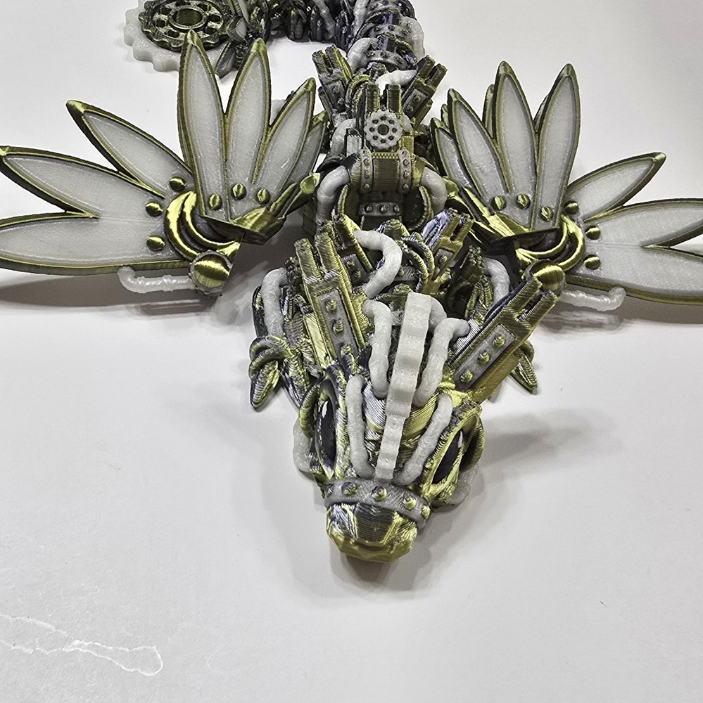 Articulated Steampunk Dragon – Glow-in-the-Dark Rainbow Display Piece - Picture 5 of 9